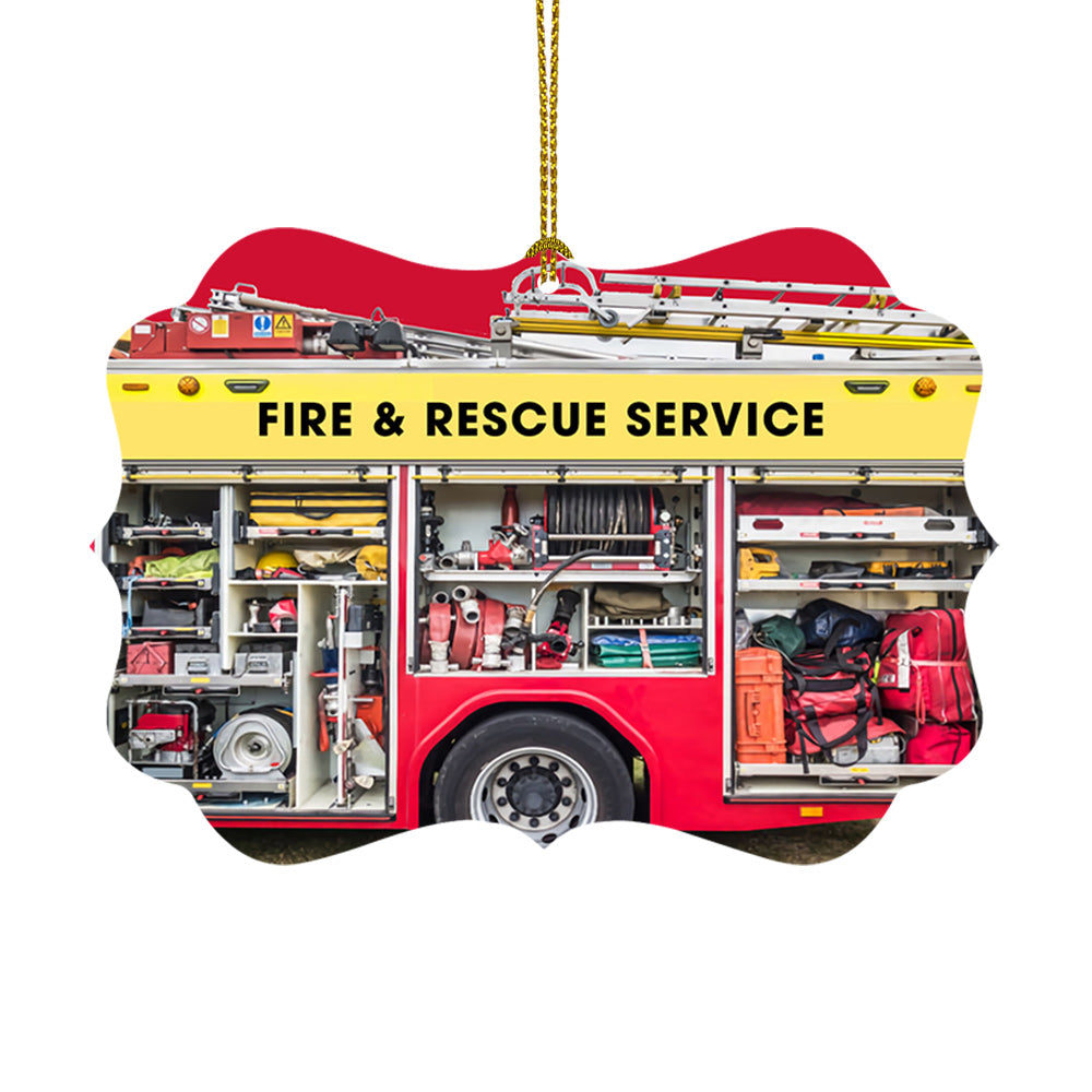 Firetruck For Firefighter Metal Ornament - Christmas Ornament - Christmas Gift