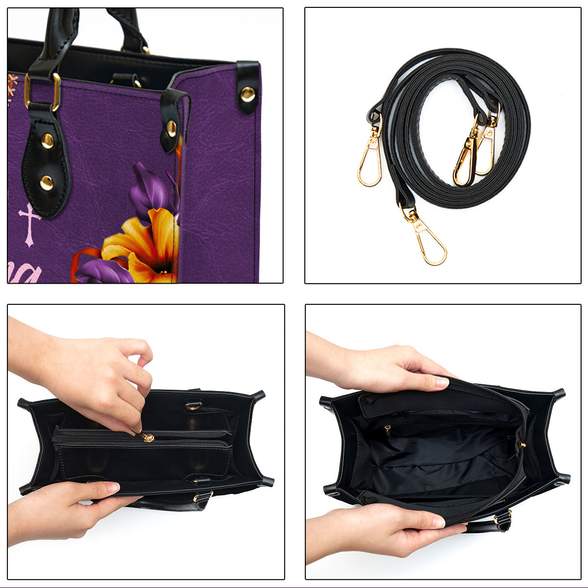 Floral Leather Handbag With Handle Worship Gift For Christians God Has An Amazing Plan For Your Life