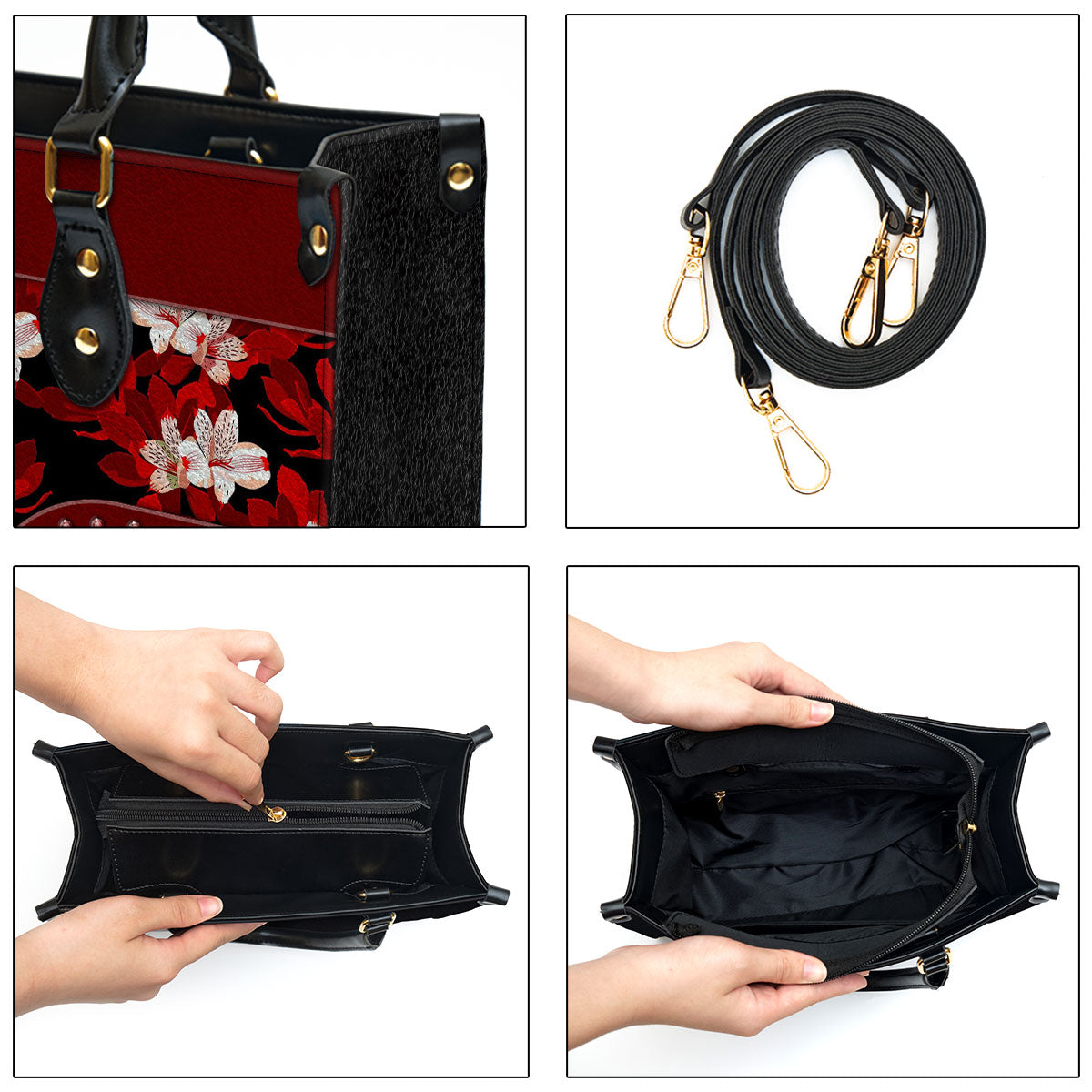 Flower Cherish Every Moment Be Grateful Every Second Leather Handbag - Religious Gifts For Women