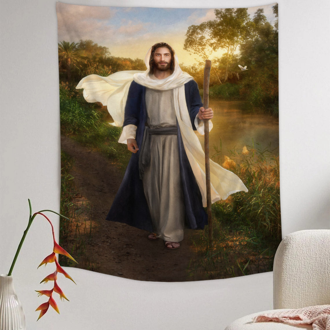 Follow Him Tapestry - Jesus Picture - Religious Tapestry - Christian Tapestry Wall Hangings