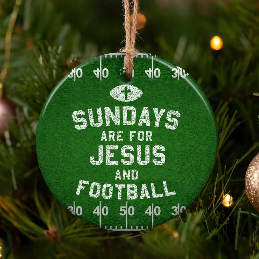 Football Faith Ceramic Circle Ornament - Decorative Ornament - Christmas Ornament