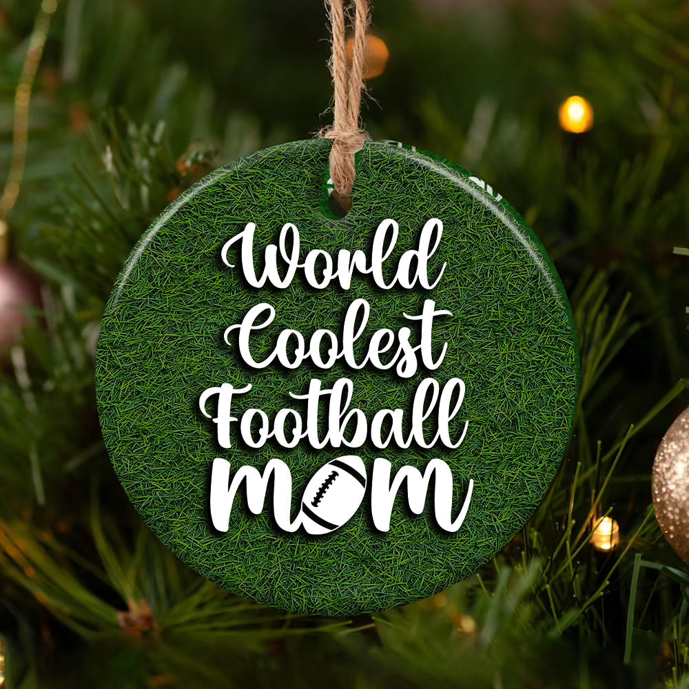Football Mom Ceramic Circle Ornament - Decorative Ornament - Christmas Ornament