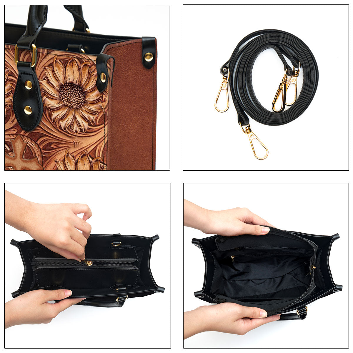 For God Has Given Us A Spirit Of Power And Of Love Leather Bag - Custom Name Cross Leather Handbag - Christian Gifts For Women