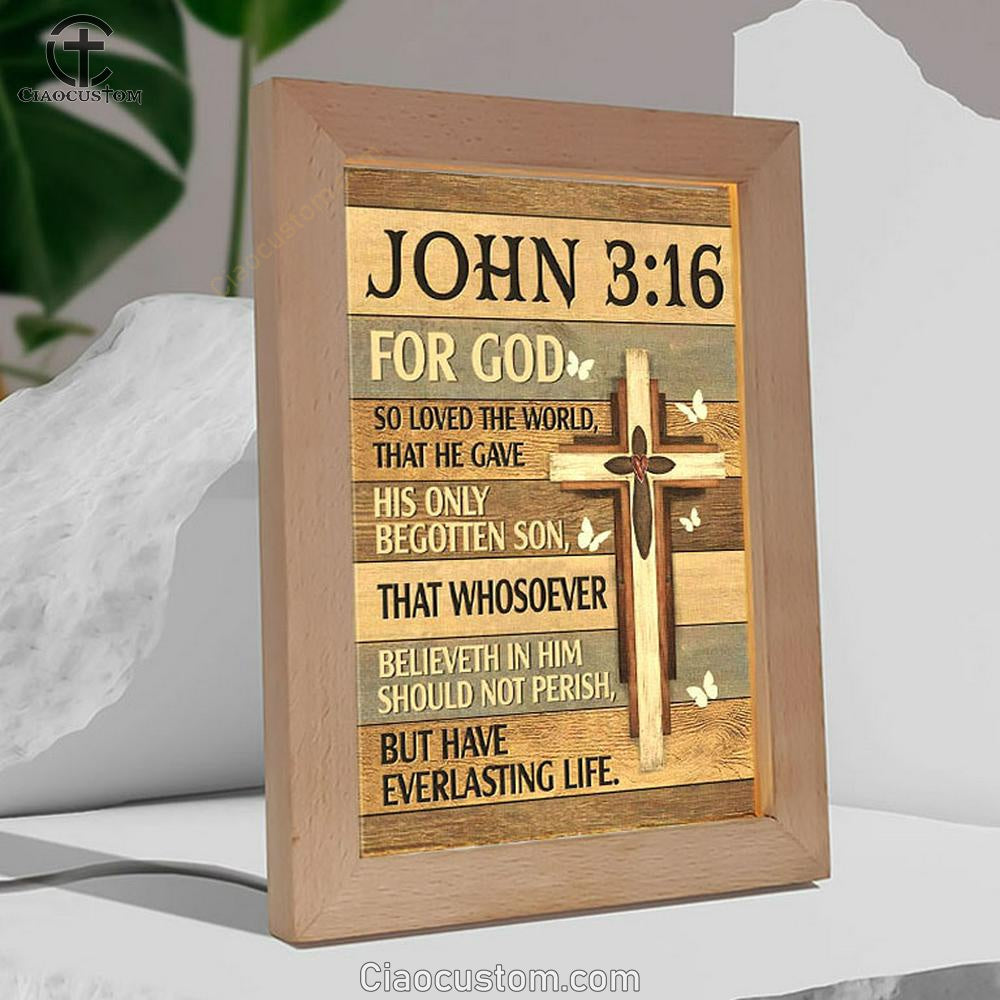 For God So Loved The World John 316 Bible Verse Wooden Lamp Art - Bible Verse Wooden Lamp - Scripture Night Light