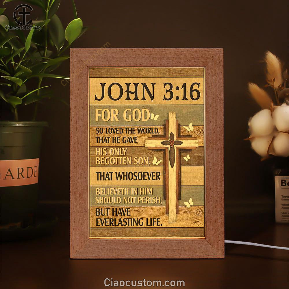 For God So Loved The World John 316 Bible Verse Wooden Lamp Art - Bible Verse Wooden Lamp - Scripture Night Light