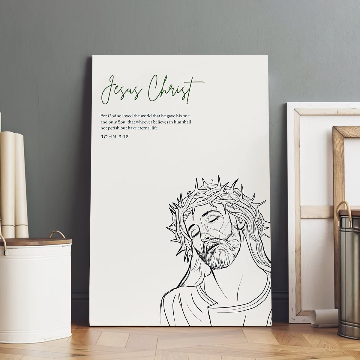 For God So Loved The World Painting On Canvas - John 3 16 Jesus Christ Art Decor