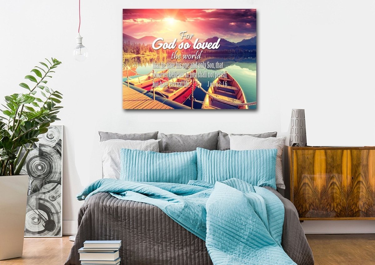 For God So Loved The World Wall Art Canvas Print - Christian Canvas Wall Art