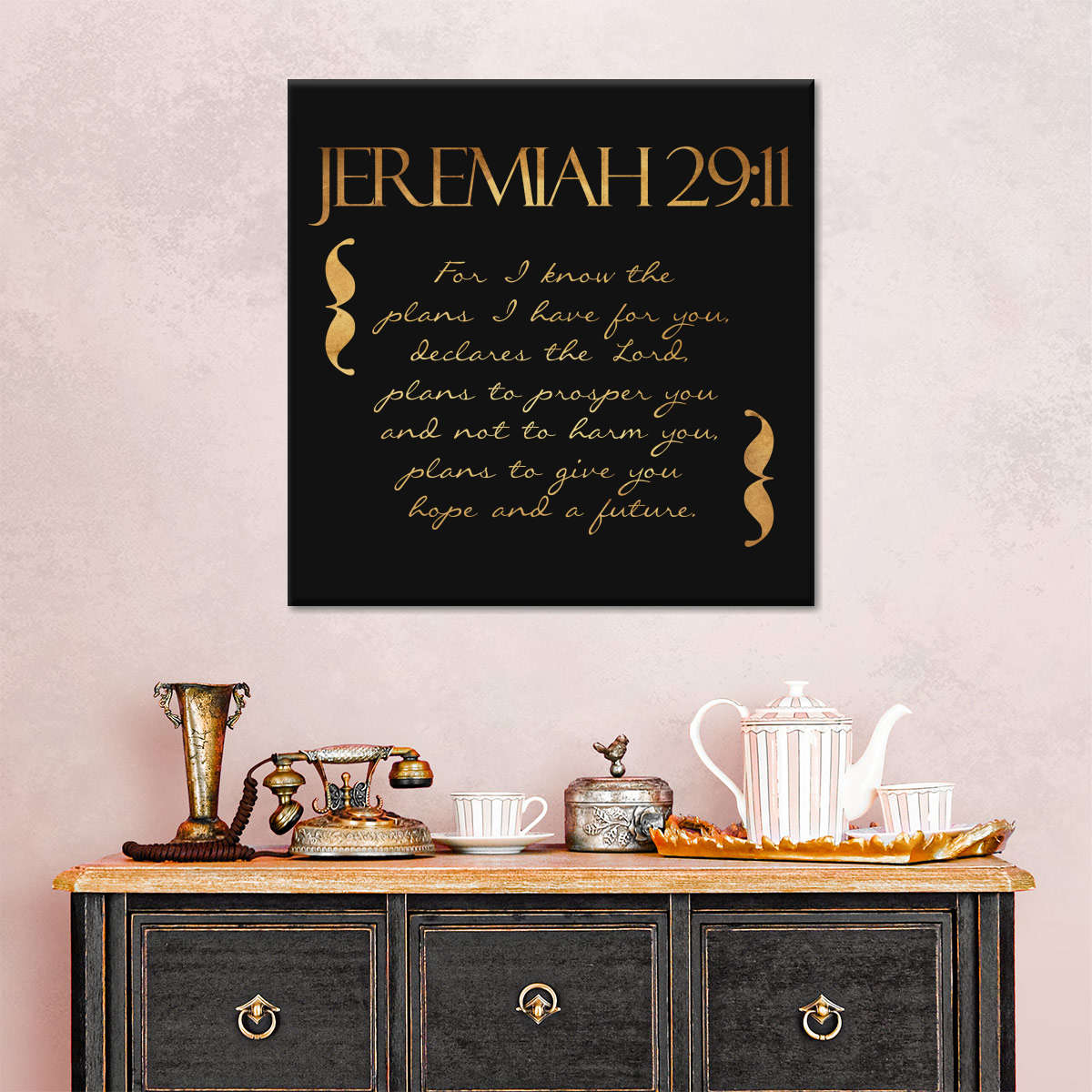 For I Know Square Canvas Wall Art - Bible Verse Wall Art Canvas - Religious Wall Hanging