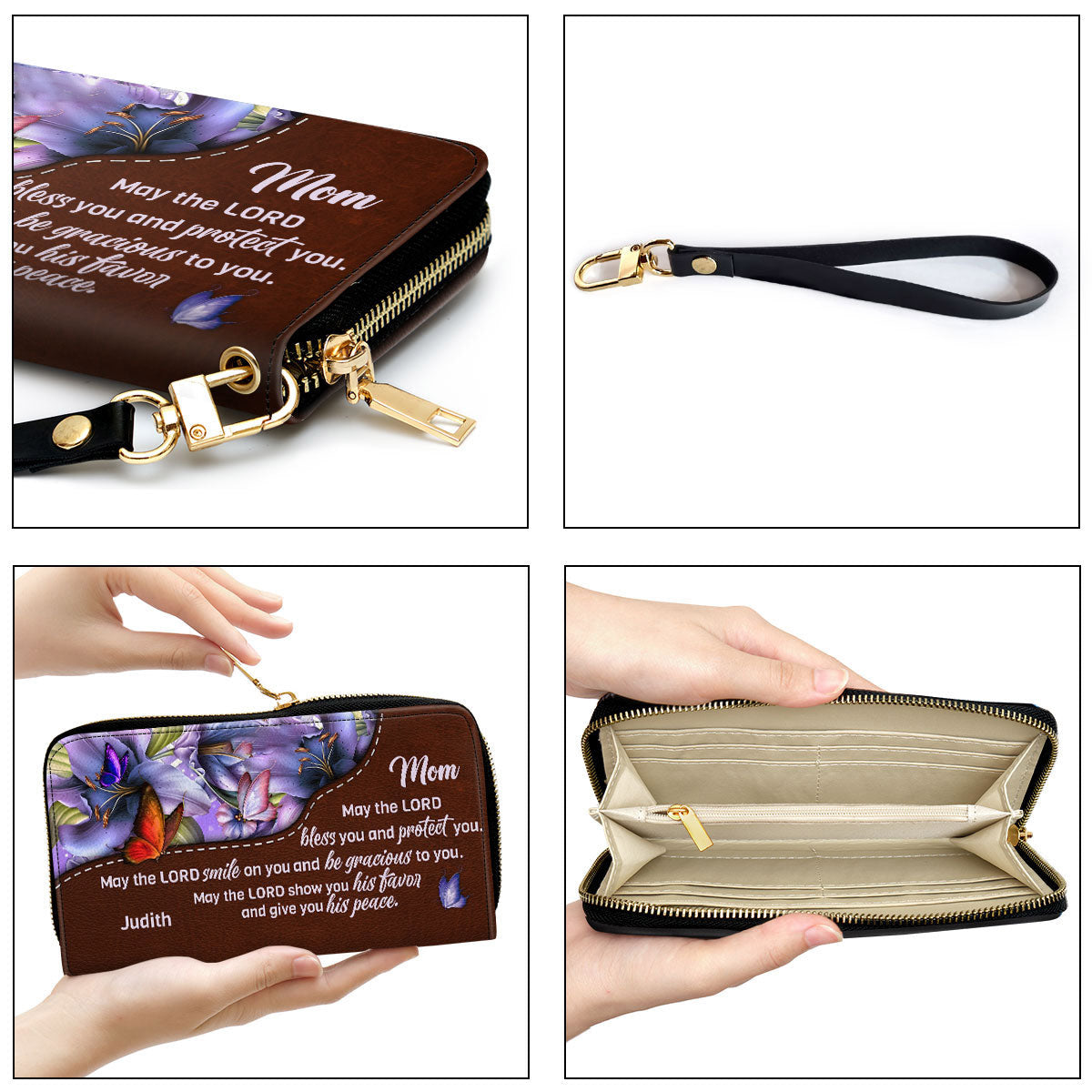 For Mom May The Lord Give You His Peace Clutch Purse For Women - Personalized Name - Christian Gifts For Women