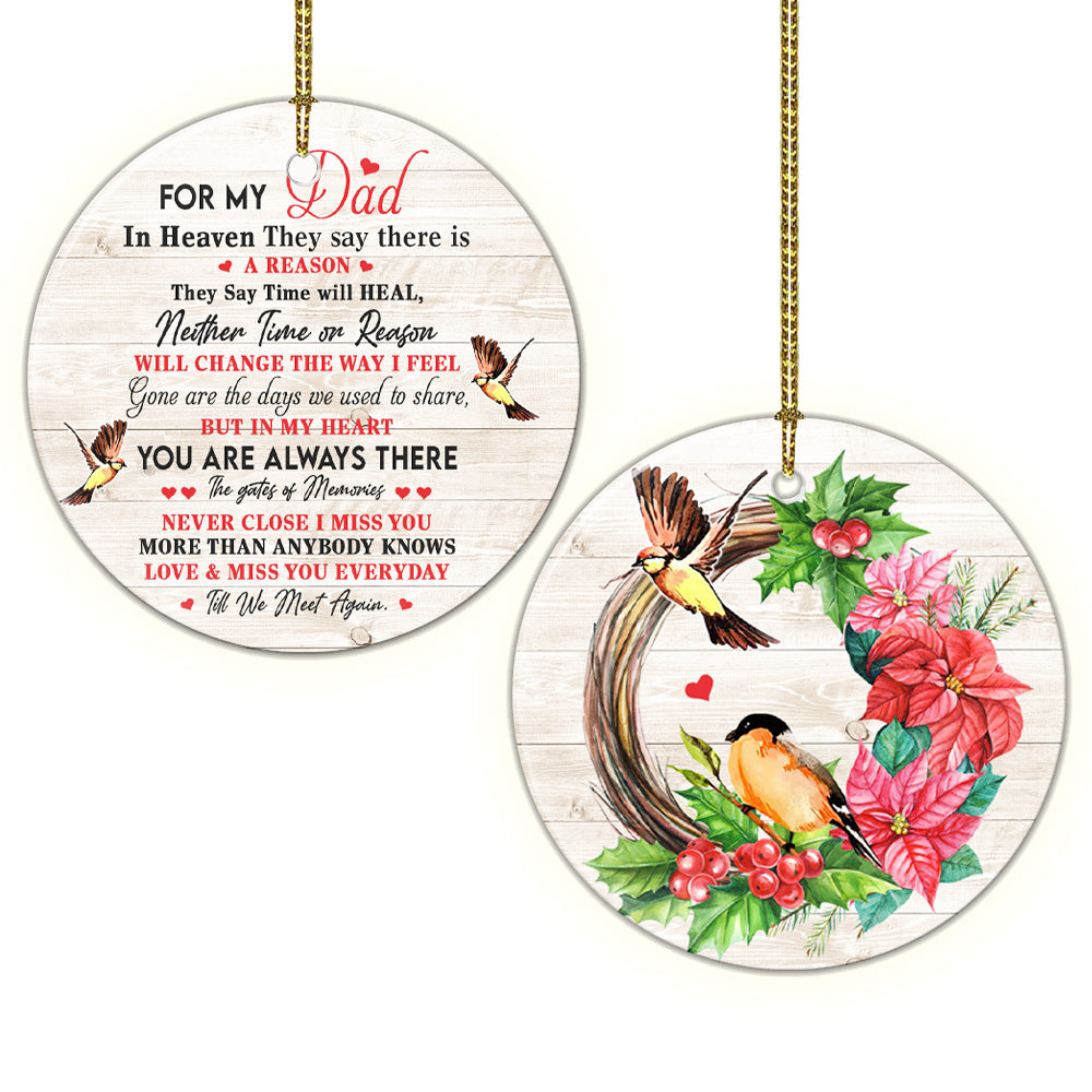 For My Dad In Heaven Ceramic Circle Ornament - Decorative Ornament - Christmas Ornament