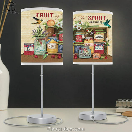 Fruit Of The Spirit Galatians 522-23 Table Lamp Print - Bible Verse Lamp Art - Christian Room Decor