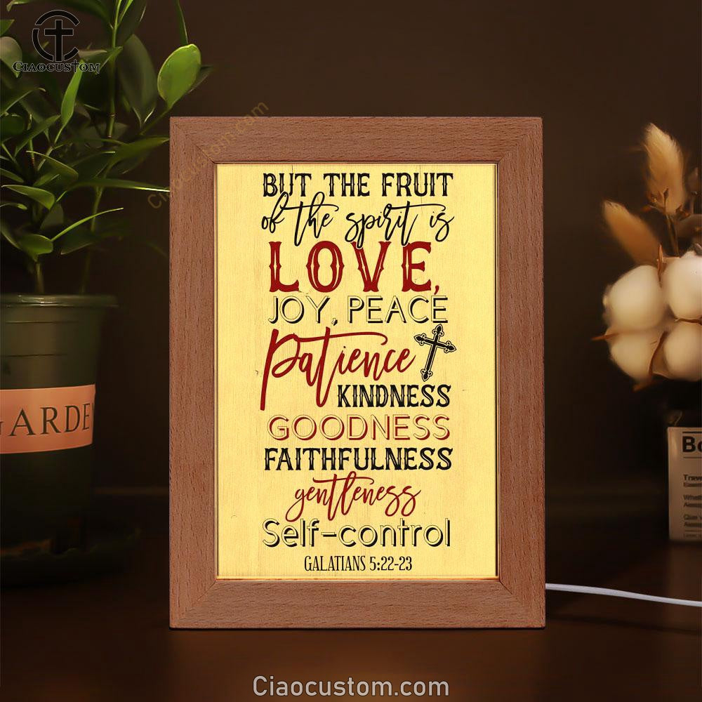 Fruit Of The Spirit Modern Farmhouse Style Frame Lamp Prints - Bible Verse Wooden Lamp - Scripture Night Light
