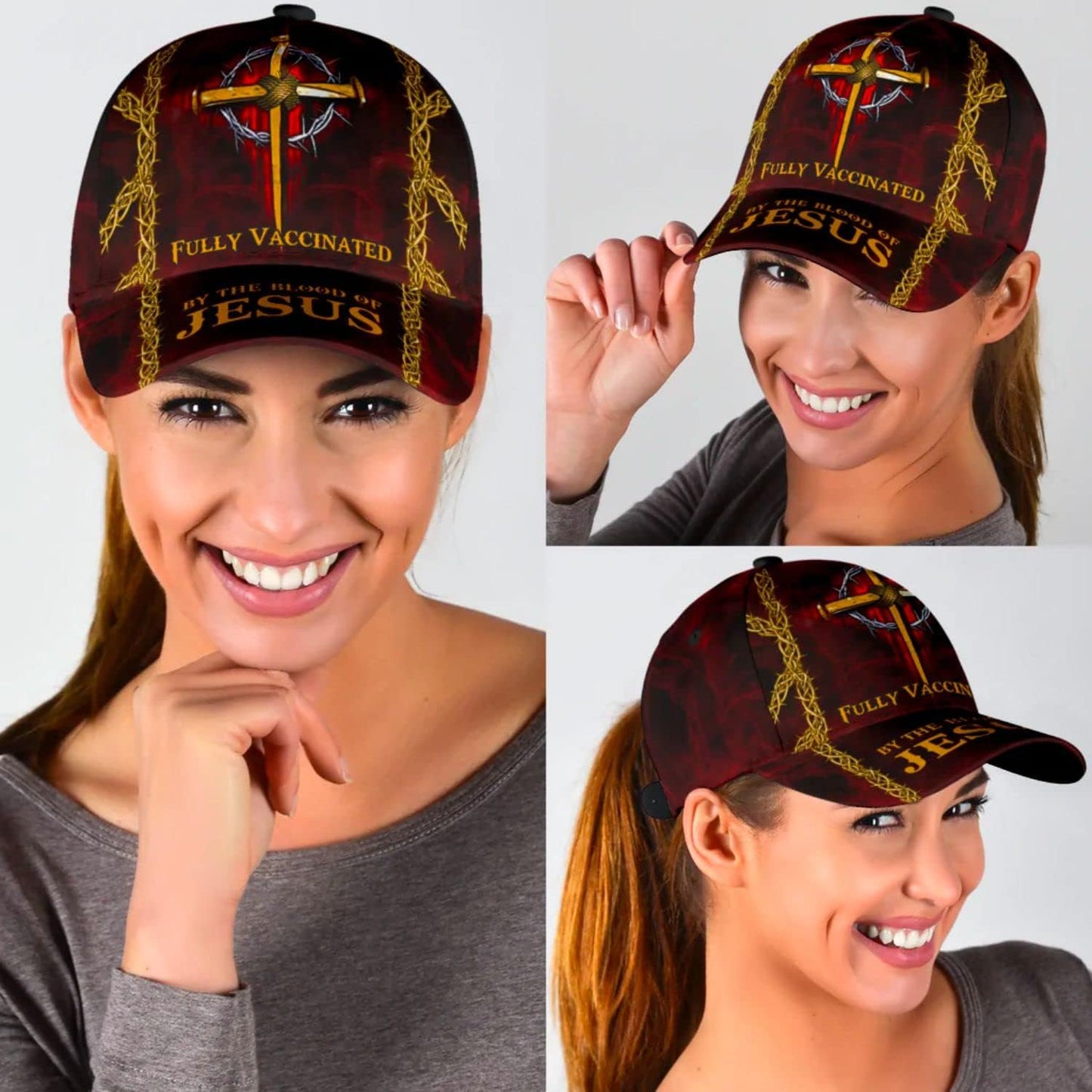 Fully Vaccinated By The Blood Of Jesus Cross Nails Baseball Cap - Christian Hats for Men and Women