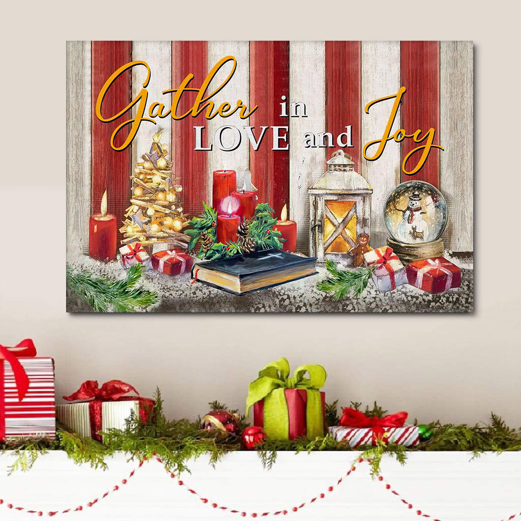 Gather In Love And Joy Christmas Christian Wall Art Canvas Decorations - Religious Posters