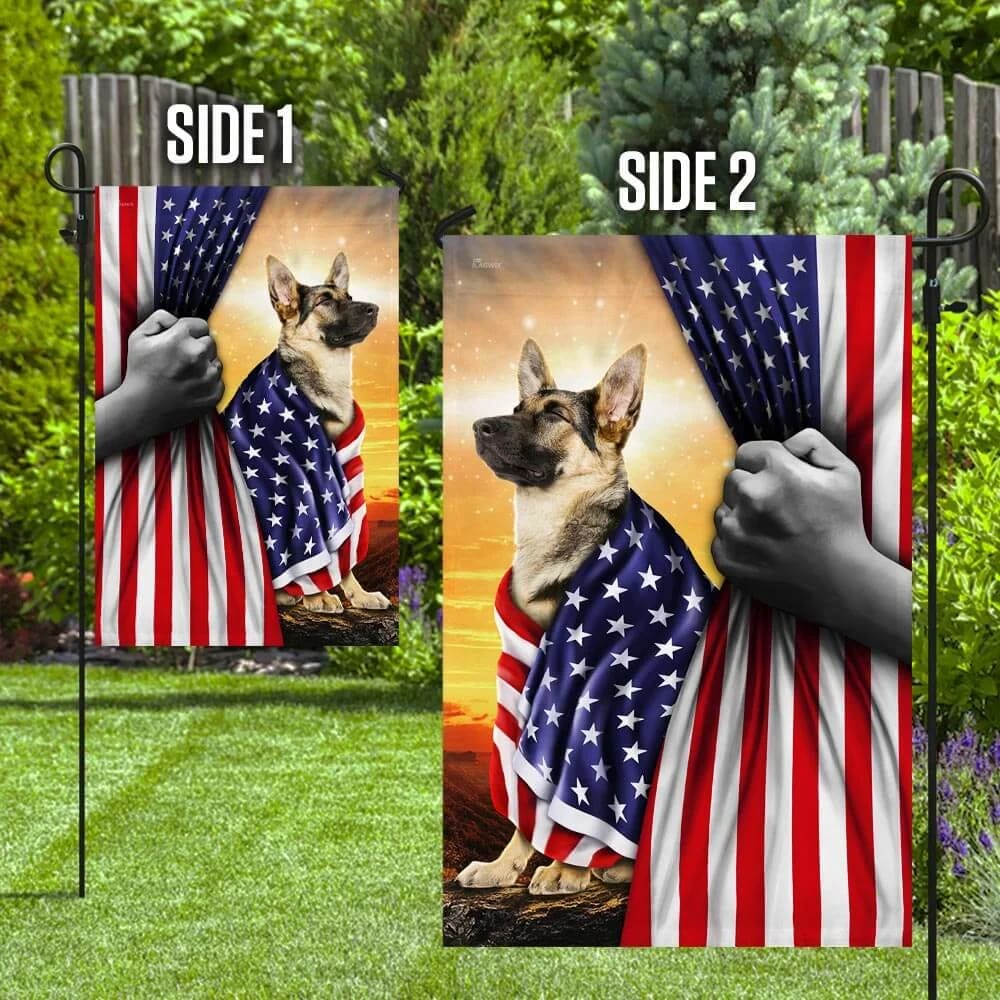 German Shepherd Christian Cross Flag - Outdoor Christian House Flag - Christian Garden Flags