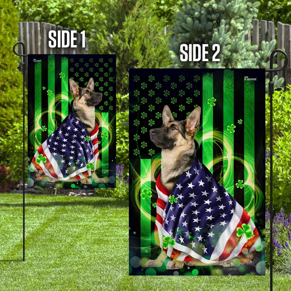 German Shepherd House Flag - St Patrick's Day Garden Flag - Outdoor St Patrick's Day Decor