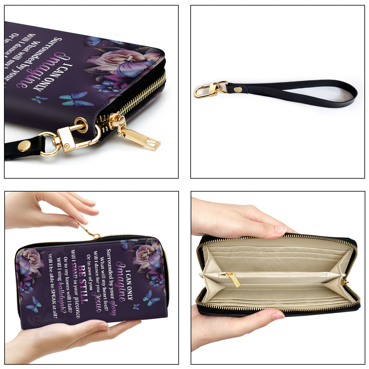 Gifts For Women Purple I Can Only Imagine Clutch Purse For Women - Personalized Name - Christian Gifts For Women