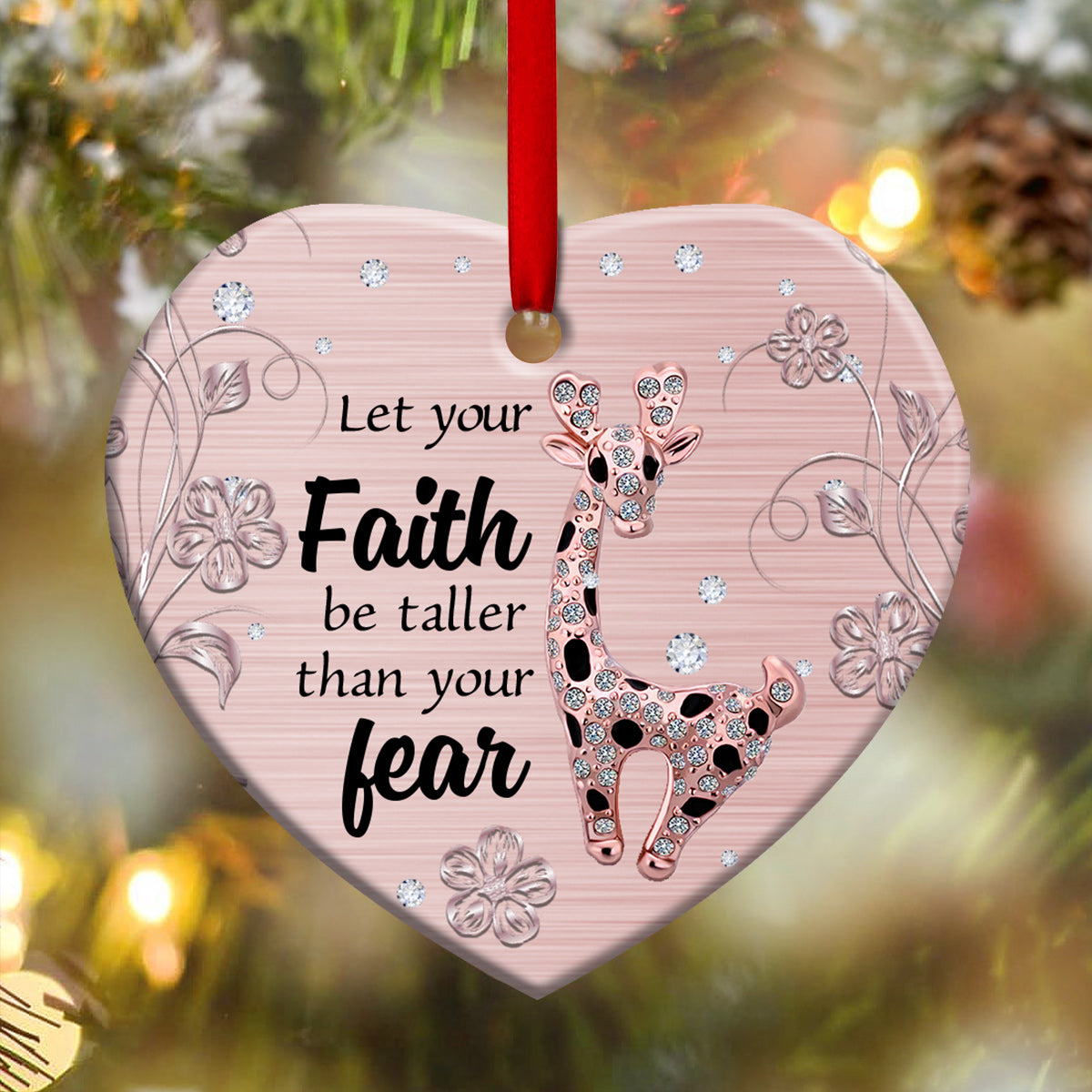 Giraffe 1 Heart Ceramic Ornament - Christmas Ornament - Christmas Gift