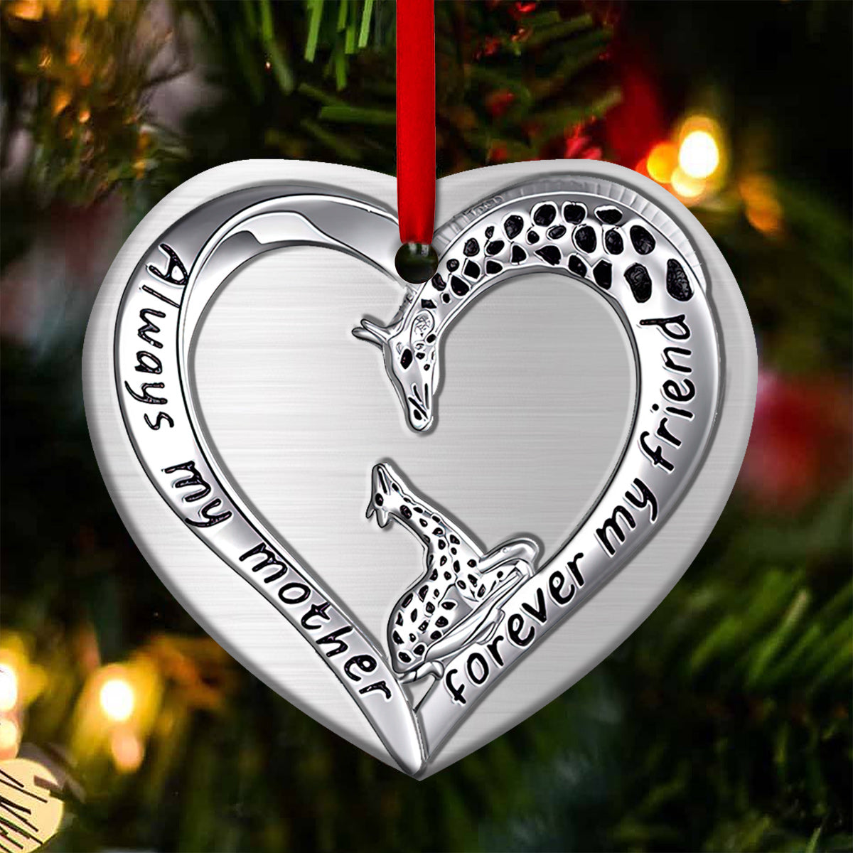 Giraffe 2 Heart Ceramic Ornament - Christmas Ornament - Christmas Gift