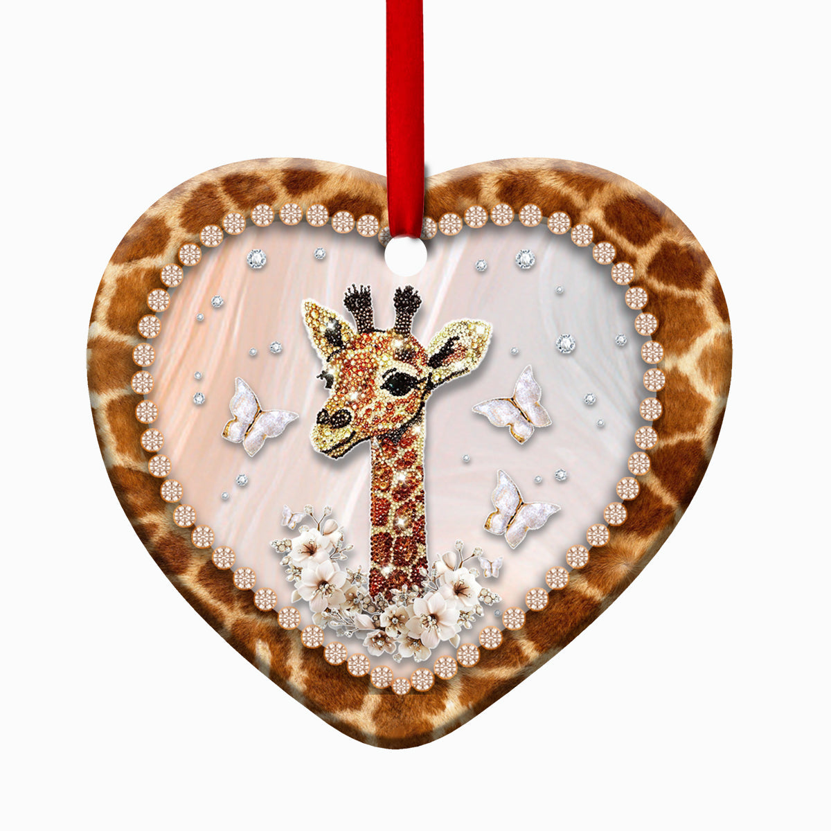 Giraffe 3 Heart Ceramic Ornament - Christmas Ornament - Christmas Gift