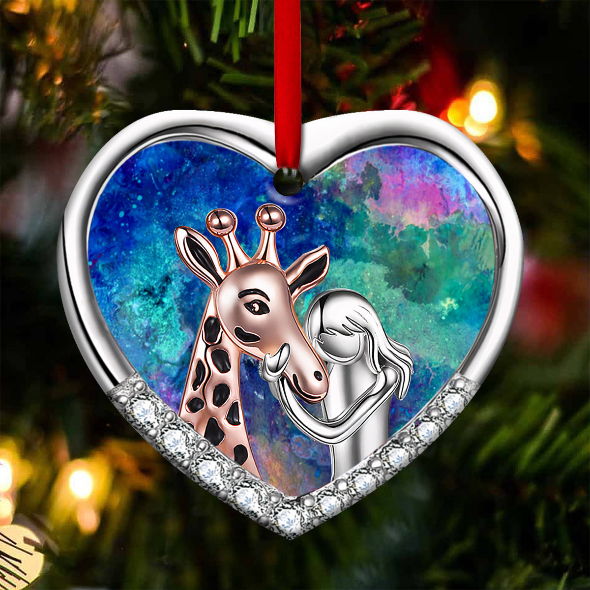 Giraffe 4 Heart Ceramic Ornament - Christmas Ornament - Christmas Gift