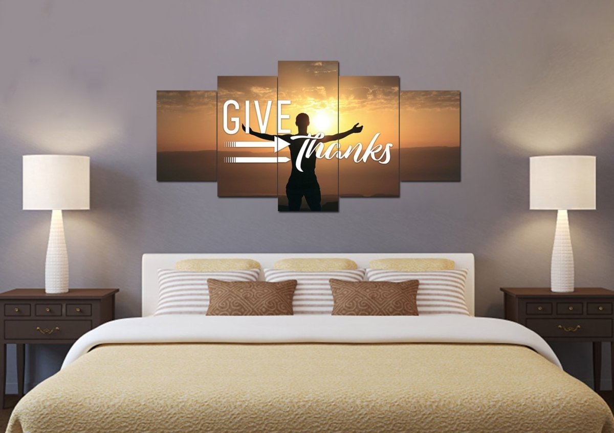 Give Thanks To God Christian Quotes Wall Art Canvas - Christian Canvas Wall Art