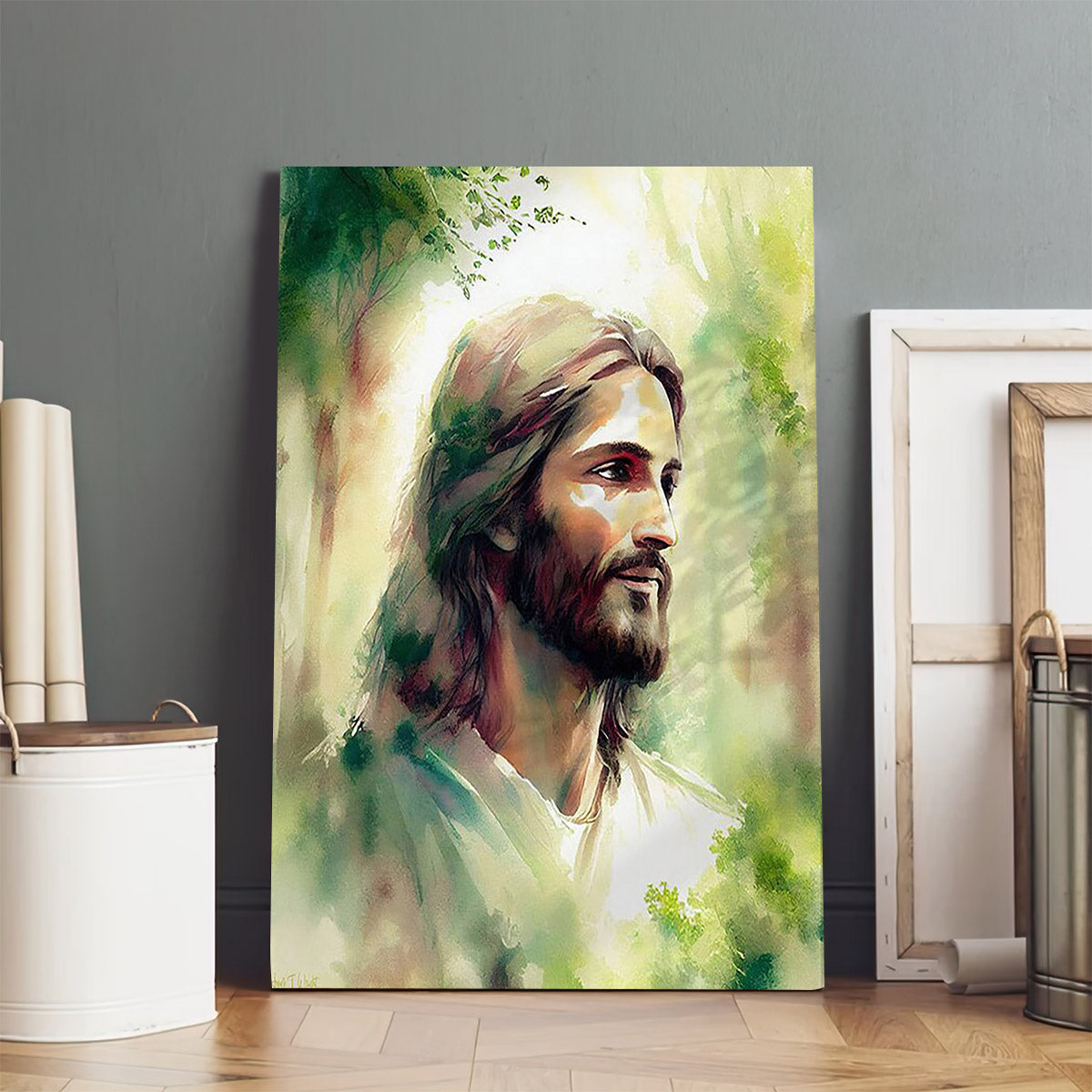 Glimpse of Grace Portrait of Jesus Christ Watercolor - Jesus Canvas Art - Christian Wall Canvas