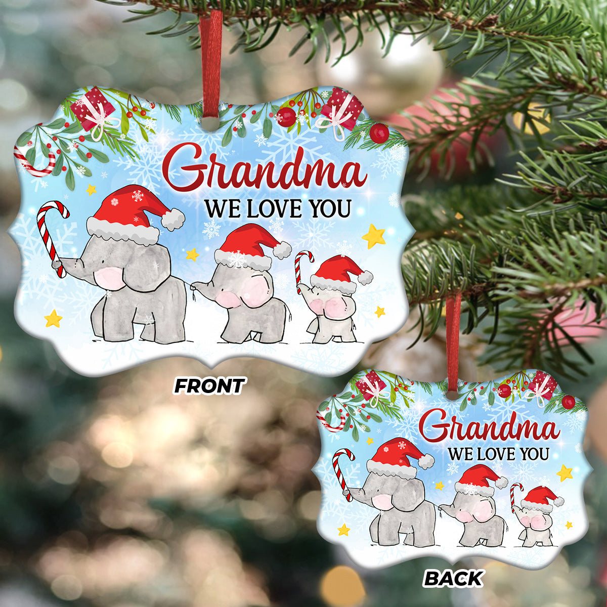 Gmg Elephant Grandma We Love You Metal Ornament - Christmas Ornament - Christmas Gift