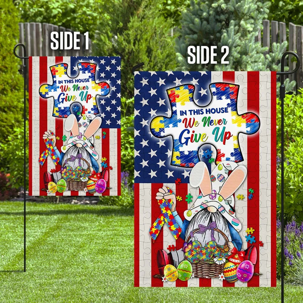 Gnome Autism Happy Easter Day Flag - Easter House Flags - Christian Easter Garden Flags