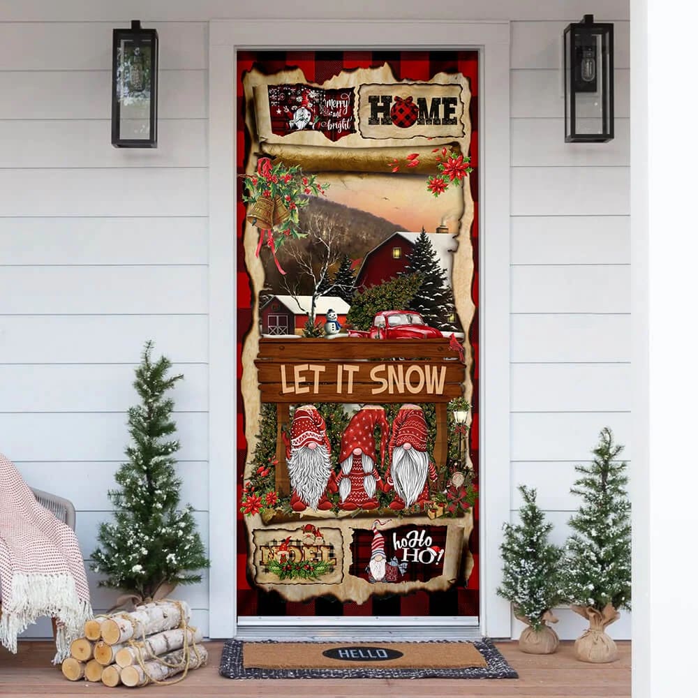 Gnome Christmas Door Cover - Christmas Outdoor Decoration