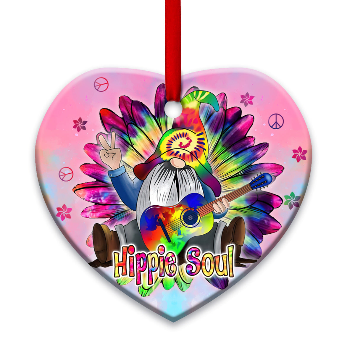 Gnome Hippie Soul Heart Ceramic Ornament - Christmas Ornament - Christmas Gift