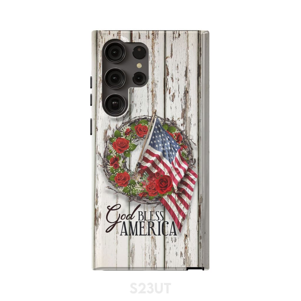 God Bless America Crown Of Thorns American Flag Phone Case - Scripture Phone Cases - Iphone Cases Christian