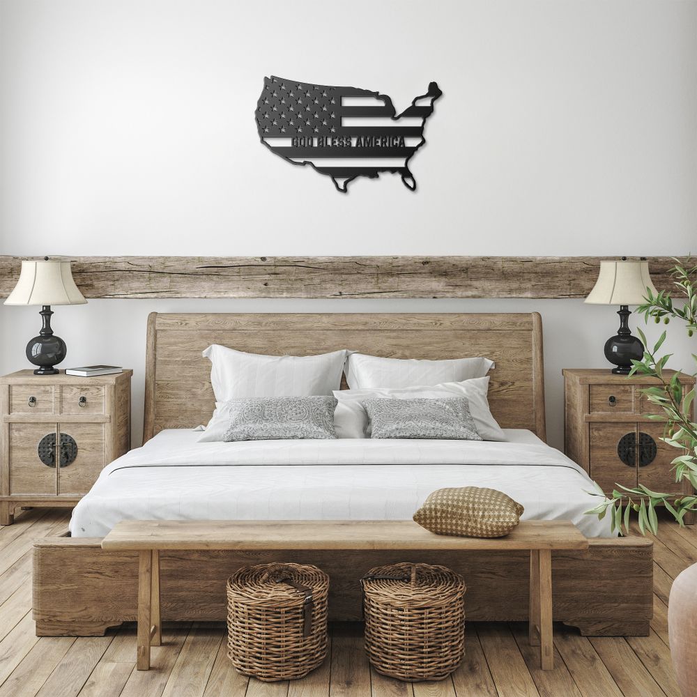 God Bless America Metal Sign - Christian Metal Wall Art - Religious Metal Wall Decor