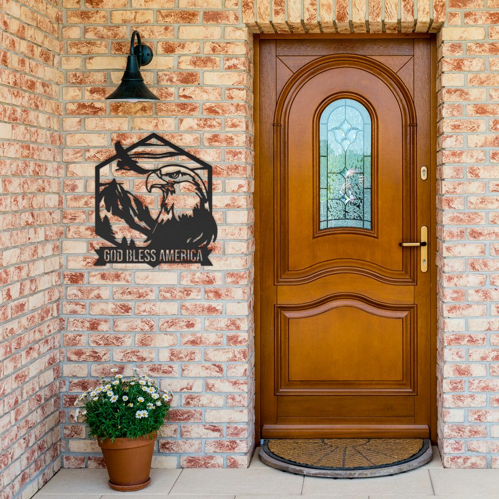 God Bless America Metal Sign 2 - Christian Metal Wall Art - Religious Metal Wall Decor