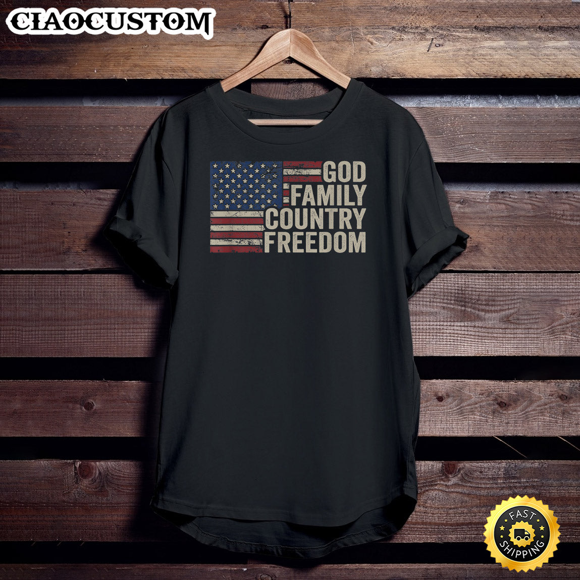God Family Country Freedom - 4th July Usa Flag Christian T-Shirt - Christian Shirt