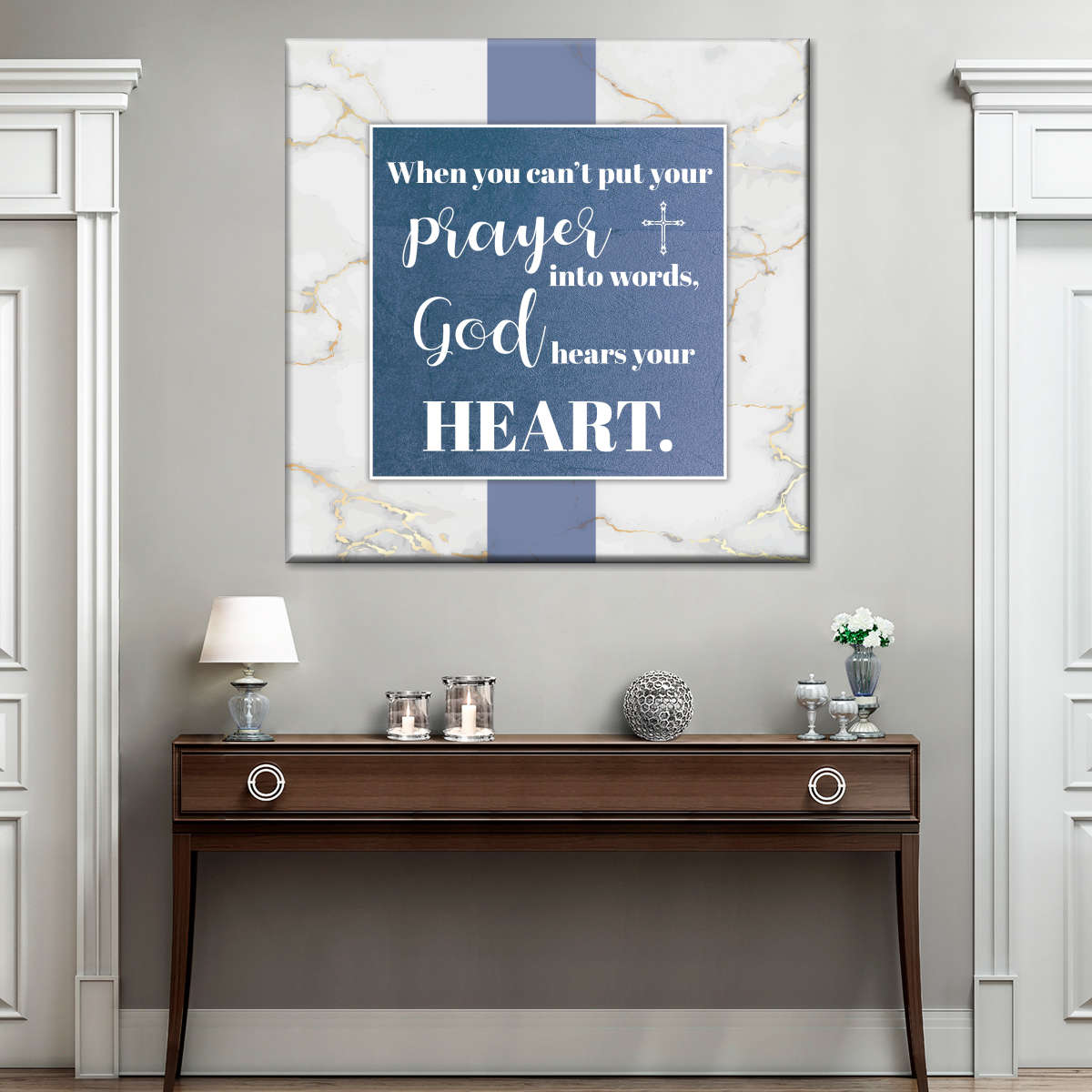 God Hears Square Canvas Wall Art - Christian Wall Decor - Christian Wall Hanging
