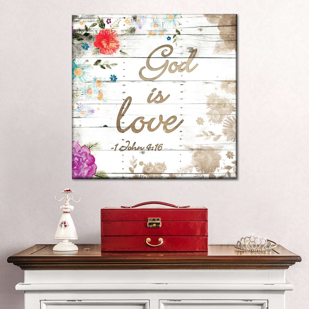 God Is Love Square Canvas Wall Art - Christian Wall Decor - Christian Wall Hanging
