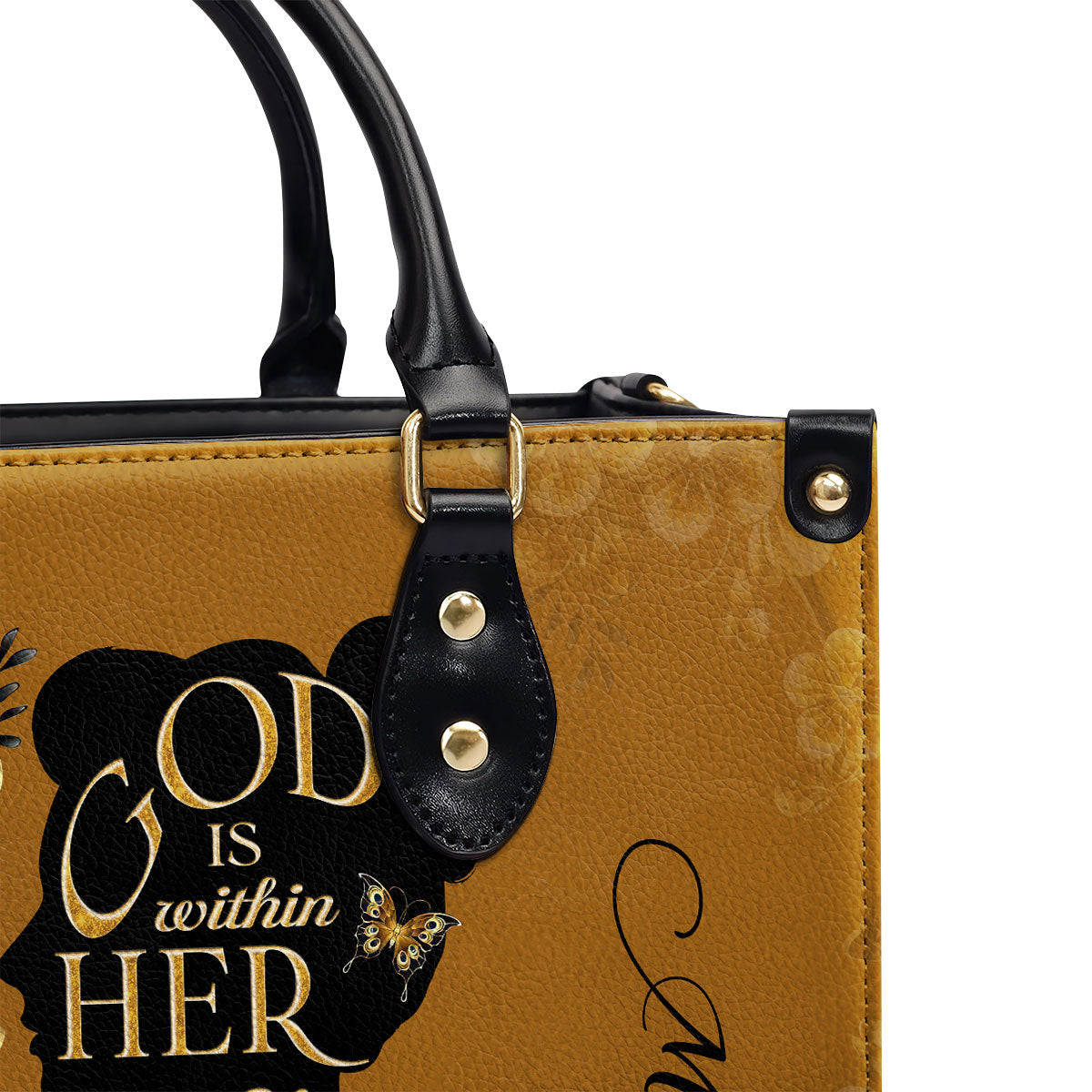 God Is Within Her Personalized Leather Handbag With Zipper - Inspirational Gift Christian Ladies