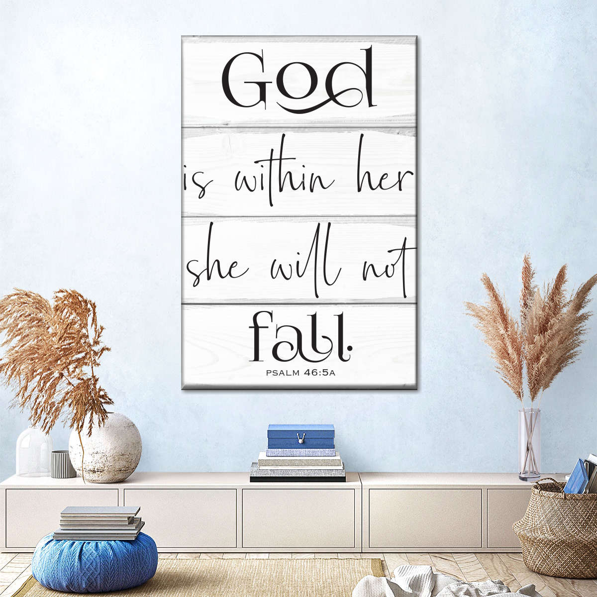 God Is Within Her She Will Not Fall Canvas Wall Art 1 - Canvas Religious Wall Art - Christian Wall Decor Living Room