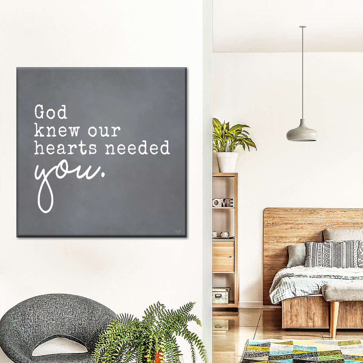 God Knew Our Hearts Needed You Square Canvas Wall Art - Christian Wall Decor - Christian Wall Hanging