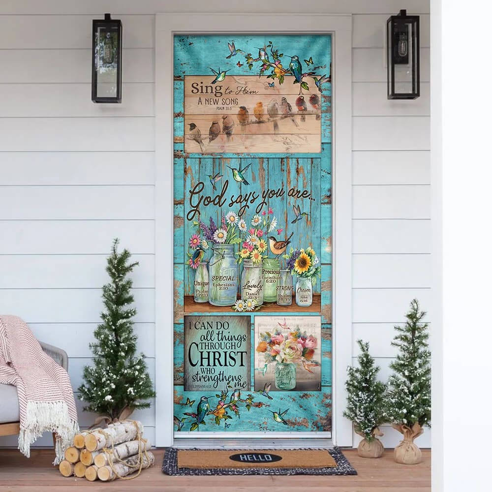 God Says You Are Hummingbird Door Cover - Religious Door Decorations