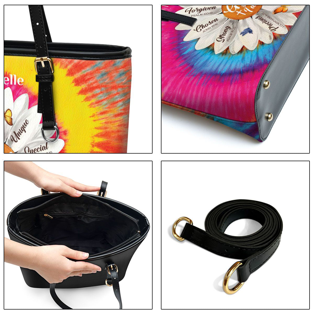 God Says You Are Personalized Large Leather Tote Bag - Christian Gifts For Women