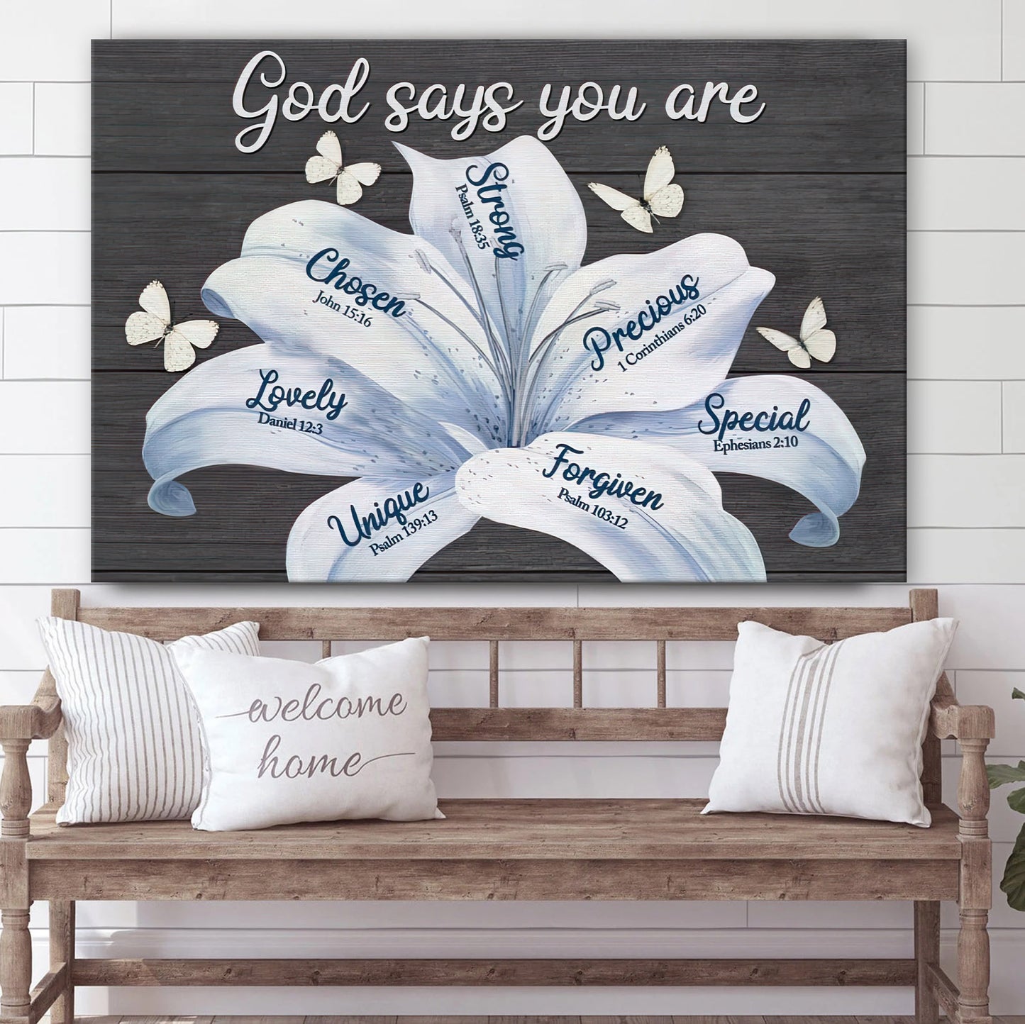 God Says You Are White Lily Christian Canvas Wall Art - Religious Posters