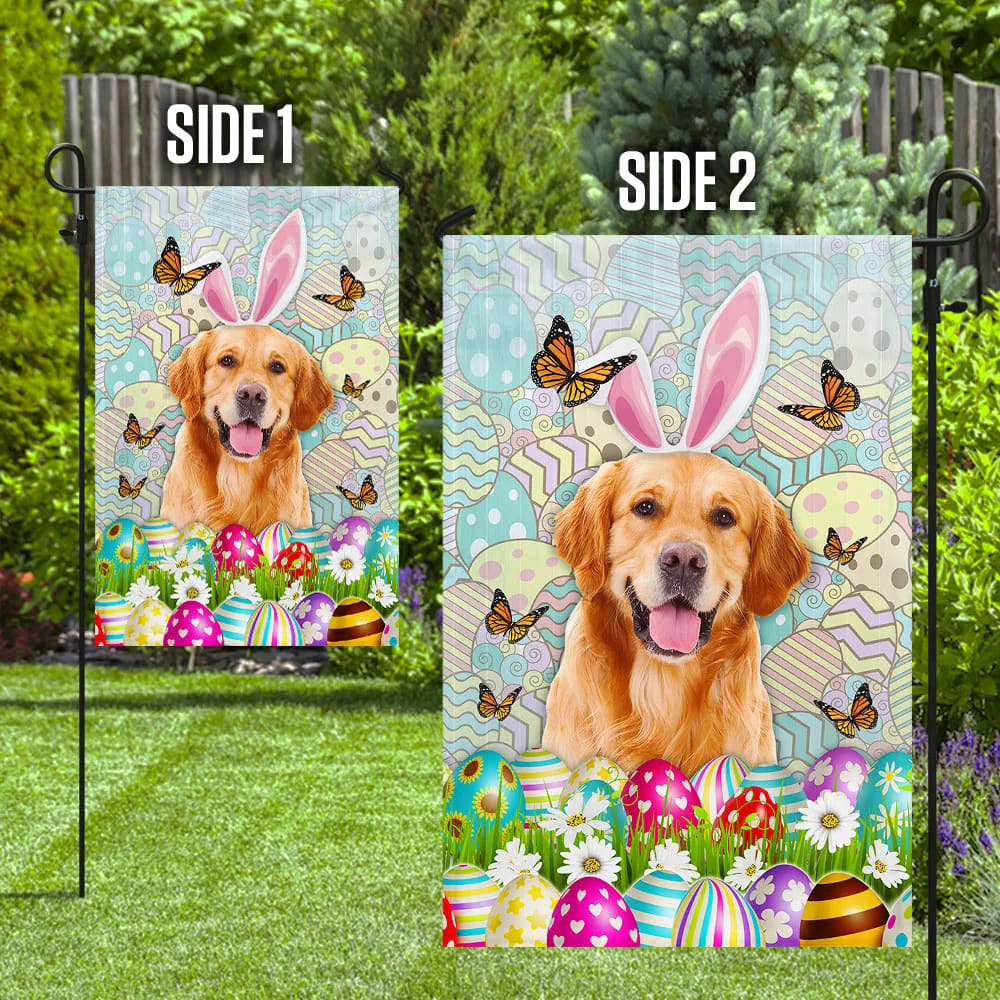 Golden Retriever Happy Easter House Flag - Easter Garden Flag - Easter Outdoor Decor