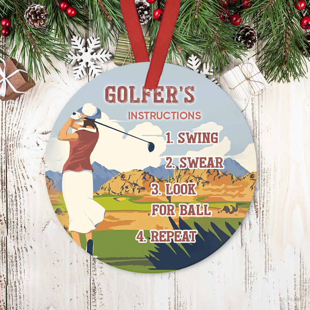 Golfer Instruction Ceramic Circle Ornament - Decorative Ornament - Christmas Ornament