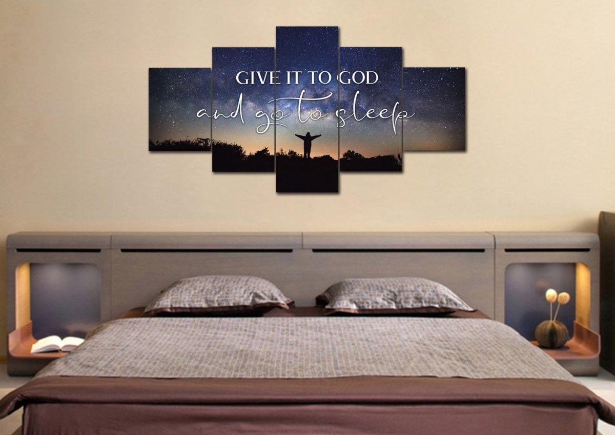 Grateful Night Give It To God And Go To Sleep Sign, Wall Art & Decor - Christian Canvas Wall Art