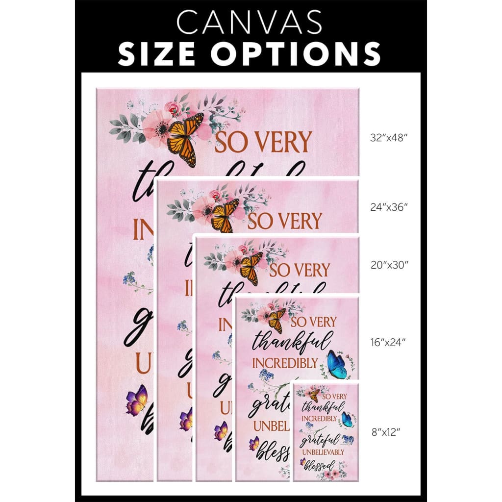 Grateful Thankful Blessed Blessed Canvas Wall Art - Christian Canvas Prints - Bible Verse Canvas