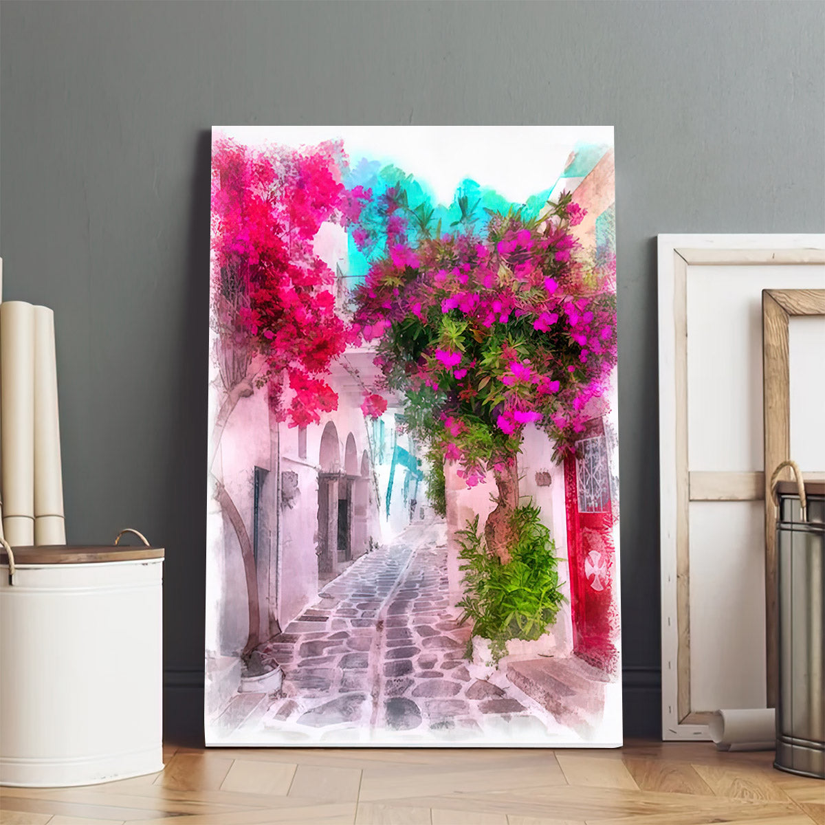Greece Paros Island Painting Canvas Wall Art - Canvas Wall Decor - Home Decor Living Room