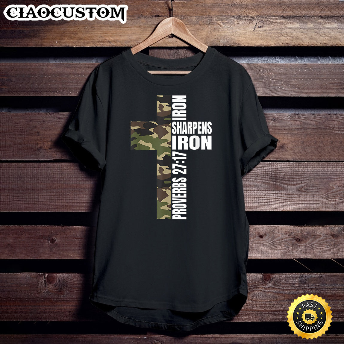 Green Camo Iron Sharpens Iron Christian Verse Family Couples T-Shirt - Christian Shirt