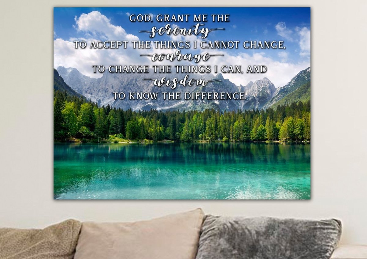 Green Lake & Serenity Prayer Wall Art - Christian Canvas Wall Art